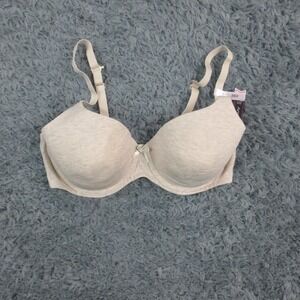Ambrielle Natural Comfort Bra Womens 36D Beige Lightly Lined T-Shirt Full NWT